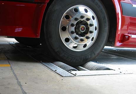 Our Model 20200 Roller Brake Tester, shown here, automatically tests ABS and ATC on heavy vehicles.