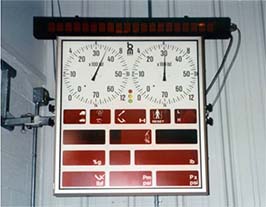 The brake tester shown here can be placed on a garage floor or in a parking lot.