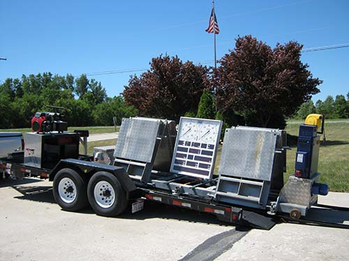 Our Model 20200 Roller Brake Tester, shown here, automatically tests ABS and ATC on heavy vehicles.